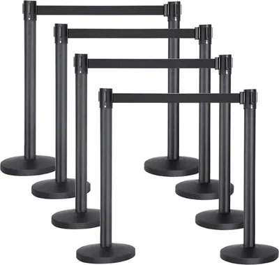 Produktbild von Yaheetech 8 x Absperrpfosten Absperrständer Gurtlänge, Absperrband, Warteschlange Crowd Control Pfosten, Abgrenzungspfosten