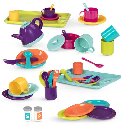 Image de Jeu de thé et de vaisselle pour 4 personnes. Jouet à partir de 3 ans. Service de thé