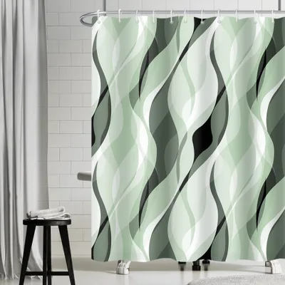 Obrázok produktu pre Omgoods – Geometrická záclona do sprchy, 180x200 cm, vodeodolná a umývateľná