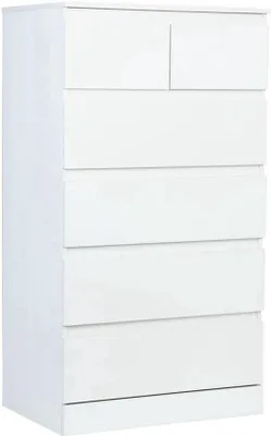 Immagine prodotto di Comodino per cameretta con 6 cassetti, finitura effetto legno, altezza 109 cm - Ampio mobiletto e contenitore