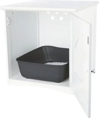 Produktbild von TRIXIE Katzentoilette, 49 x 51 x 51 cm, MDF lackiert, Weiß, Mit Magnetverschluss, Katzenhaus