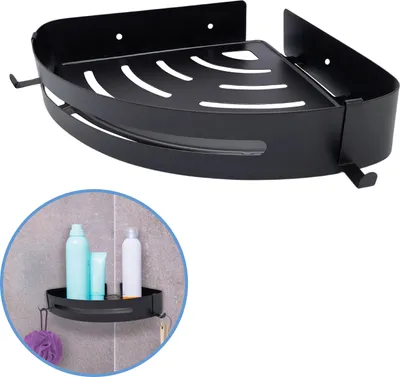 Produktbild von Sanics Duschregal ohne Bohren – Selbstklebendes Badregal - Hängendes Duschkörbchen - Duschregale - Duschkorb – Duschregal Schwarz