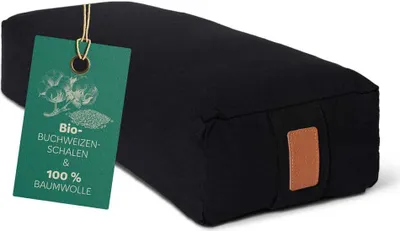 Produktbild von #DoYourYoga Yoga-Bolster Paravati - gefüllt mit -Buchweizenschalen - 67x22x13cm - Schwarz