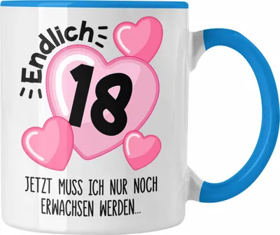 Produktbild von Trendation - 18. Geburtstag Tasse Geschenk Mädchen Geschenkidee Lustig Spruch 18 Geschenke Geschenkideen zum 18 Bday 18er (Blau)
