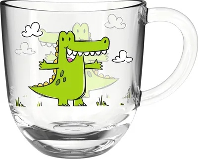 Produktbild von Leonardo Tasse Bambini Krokodil, Glastasse, Kinderbecher, Kalk-Natron Glas, mehrfarbig, 280 ml, 022900