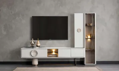 Immagine prodotto di Design moderno e funzionale Mobile TV in legno bianco per soggiorno