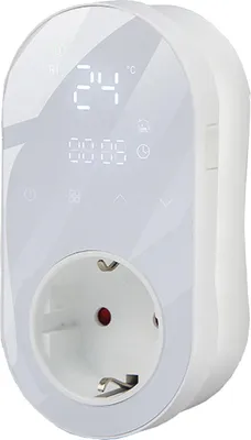 Zdjęcie produktu dla Gniazdo LED z cyfrową regulacją temperatury Programowalne gniazdo wtykowe sterowane termostatem do ogrzewania podłogowego AC 16A Białe