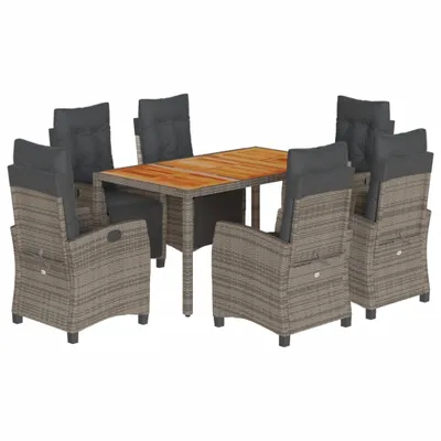 Immagine prodotto di vidaXL set da pranzo da giardino 7 pezzi con cuscini in polirattan grigio