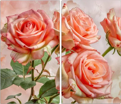 Produktbild von Spritzschutz Herdabdeckplatte Schneidebrett aus Glas Rosen Bouquet 2-Teilig (60x52cm)