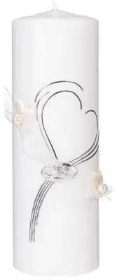 Produktbild von Elegante Hochzeitskerze mit Herzmotiv und festlicher Dekoration