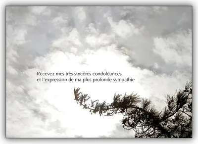 Produktbild von 4x Tröstende Trauerkarte mit Himmel, französisch: Recevez mes très sincères condoléances –