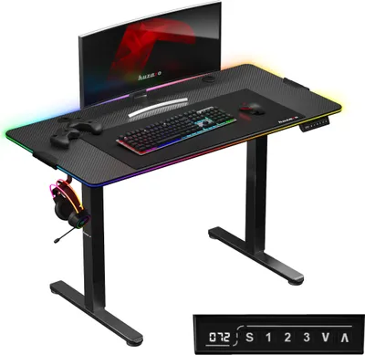 Produktbild von Huzaro Hero 8.2 RGB | LED Elektrisch Computertisch Bürotisch Schreibtisch Stehtisch 120 x 60 cm Höhenverstellbarer | Stufenlos verstellbar | Schwarz