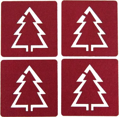 Produktbild von Oblique Unique 4 Filz Untersetzer Weihnachtsbaum Glasuntersetzer Weihnachtsdeko - weinrot