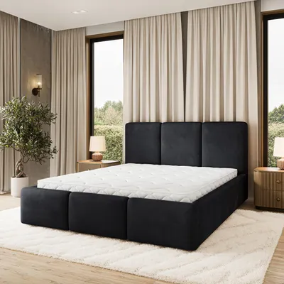 Produktbild von Masseno Polsterbett MORENA MGV 200x200 cm, Polsterbett mit Bettkästen - Schwarz, MAGIC VELVET 2219