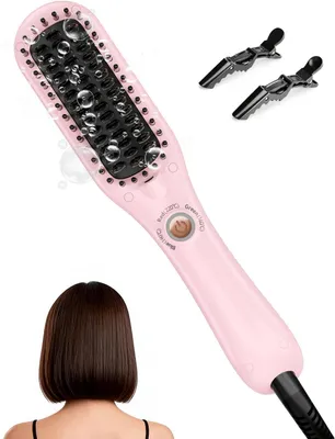 Produktbild von Mini Glättbürste Bürste Glätteisen & Haarbürste 2in1 für Einfaches und Schnelles Glätten - Kleines Glättbürste ideal für Kurze bis Mittellange Haare