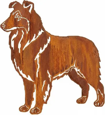 Produktbild von Edelrost Collie - Rost Deko Hund Rostfigur Gartendeko für Draußen - stabile Metall Gartenfigur aus Stahl - Wetterfest für Beet Terrasse - 45x30cm