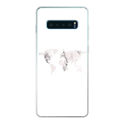Produktbild von MuchoWow® Handyhülle Schutzhülle Hülle für Samsung Galaxy S10 Plus Weltkarte - Marmor - Weiß Silikon Softcase Handy Hülle - Schutzhülle