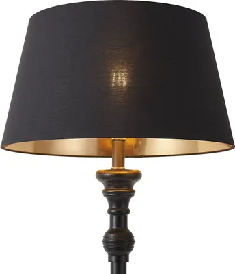 Zdjęcie produktu dla Lampa podłogowa z abażurem 45 cm czarna ze złotym wnętrzem - Classico