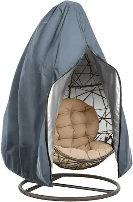 Produktbild von Hängesessel Schutzhülle Gartenmöbel Veranda Patio Hängekorb Schwingsessel Hängestuhl Wasserdicht Staubdichte Abdeckung mit Reißverschluss, 190x115cm, Grau