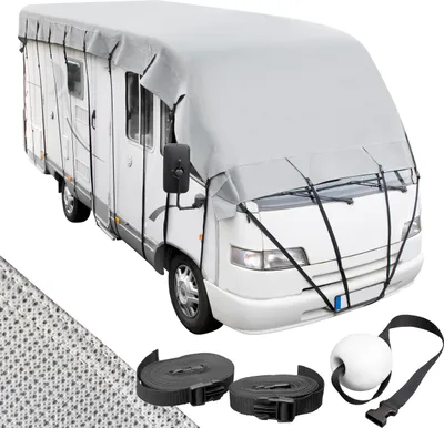 Produktbild von ONVAYA® Wohnmobil Dachabdeckung mit Aufbewahrungstasche | 7 x 3 m | Abdeckplane für Wohnwagen | Wetterbeständige Schutzhülle | Atmungsaktiv & Reißfest