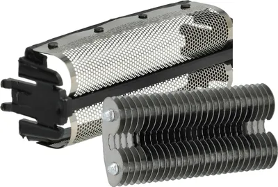 Produktbild von vhbw 1x Klingenblock, 1x Doppelscherfolie mit Rahmen kompatibel mit Remington DA757, DA767, DA557, DA57, DF10 Rasierer - Kombipack Schwarz Silber