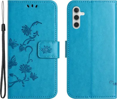 Produktbild von Samsung Galaxy A35 Hülle - Coverup Blumen & Schmetterlinge Klapphülle - Blau