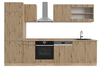 Productafbeelding van Complete keukeneenheid Vicco R-Line Artisanaal eiken/Goudkraft eiken 300 cm zonder werkblad, Model 48920