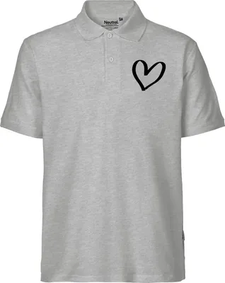 Produktbild von Huuraa Herren Polo Shirt Herz Heart L Sport Grey Bio Baumwolle Fairtrade Poloshirt Geschenkidee