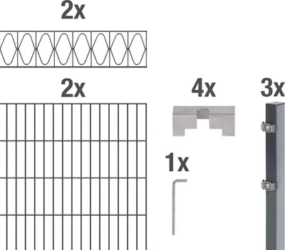 Produktbild von Alberts Doppelstabmattenzaun Eleganz, Höhe 160 cm, Länge 4 m, 2 m Matte, anthrazit, zum Einbetonieren