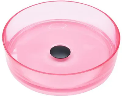 Produktbild von BELIANI Waschbecken Rosa Mineralwerkstoff Rund ⌀ 36 cm mit Klickverschluss Stöpsel Badezimmer Ausstattung Waschschale Waschtisch Aufsatzwaschbecken