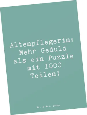 Produktbild von Mr. & Mrs. Panda Grußkarte Spruch Altenpflegerin Geduld - Meeresbrise - Geschenk, bildkarte, Berufsalltag, Seniorenbetreuung, Pflegeberuf, Ansichtskarte, Postkarte, Beruf