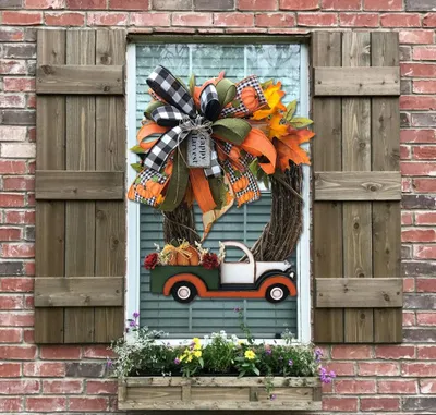 Produktbild von Künstliche Herbstkränze, Dekorkränze, künstliche Ahornkränze, Erntekranz für Thanksgiving, Weihnachts-, Halloween- und Erntedankfest-Kranzdekorationen, Kränze zum Thema Herbst.