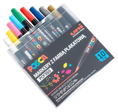 Obrázok produktu pre Markery POSCA UNI PCF-350 - 10 kolorów, pędzelek