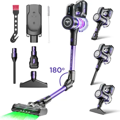 Produktbild von OKWISH 35000Pa/530W/60Min Staubsauger Kabellos, 1.5L Akku Staubsauger Super Leise, Akkustaubsauger Selbstladender mit LED Display/Anti-Tangle-Bürste, Stabstaubsauger für Hartböden Teppiche Tierhaare