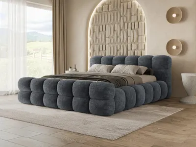 Produktbild von Chilly Möbel Design Bett Weston - Extravagantes Polsterbett mit Bettkasten, stabilem Metallrahmen und Kopfteil 180x200 cm / Coral / Dunkelgrau