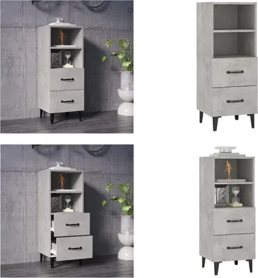 Produktbild von vidaXL Sideboard Betongrau 34,5x34x90 cm Holzwerkstoff - Sideboard - Sideboards - Schrank - Lagerschrank