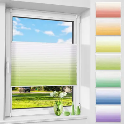 Produktbild von Grandekor Plissee ohne Bohren mit Farbeverlauf, Grün-Weiß 70x130cm (BxH), Plissees Klemmfix, Plisseerollo Jalousie Rollos für Fenster und Tür, Sichtschutz und Sonnenschutz