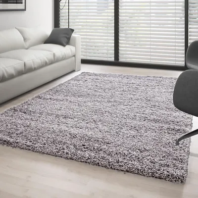 Produktbild von Hellgrauer Hochflorteppich, weich und flauschig, 30 mm Florhöhe, für Wohn- und Schlafzimmer 200x200 cm Rund