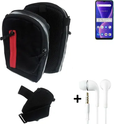 Produktbild von K-S-Trade Outdoor Gürteltasche Holster Umhängetasche + Kopfhörer kompatibel mit Blackview Oscal C60 schwarz Handy Tasche Case travelbag