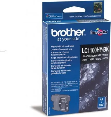 Zdjęcie produktu dla Brother LC1100HYBKBP, Czarny, Tusz na bazie pigmentu, 1 szt., 450 stron(y), Jednopak