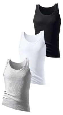 Produktbild von H.I.S. Tanktop Feinripp 3 -teilig grau-meliert, schwarz, weiß Größe 3
