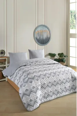 Produktbild von Formeya Doppelt gemustertes, gestepptes, doppelseitiges, buntes Piqué-Tagesdecken-Set, 200 x 230 cm (ohne Laken)