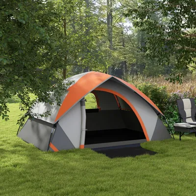 Produktbild von Kuppelzelt 2 Personen wasserdicht, Campingzelt leicht, Polyester Rostrot | 210x150x110 cm | 3000 mm Wassersäule | 2,55 kg