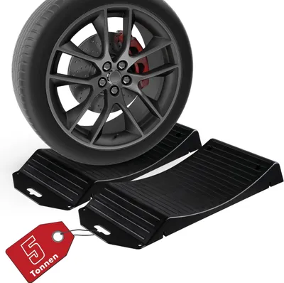 Produktbild von WALSER Reifenschoner 2-er Set für Reifen 10-20 Zoll, praktische Reifenwiege mit Tragkraft bis zu 5 Tonnen, Auto Reifenschuhe Set, Auto Reifenschoner gegen Standplatten, Auto Reifen Unterlegplatten