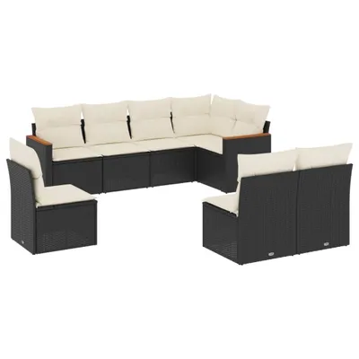 Produktbild von vidaXL 8-tlg. Garten-Sofagarnitur mit Kissen Schwarz Poly Rattan