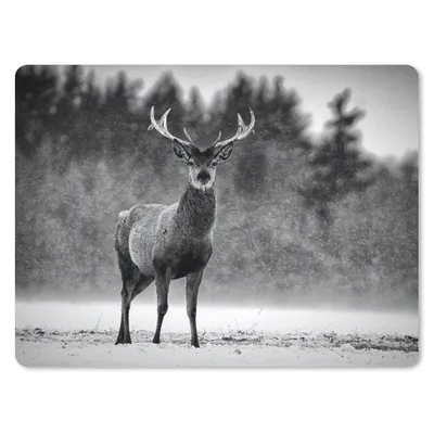 Produktbild von MuchoWow® Mauspad Mousepad Tiere - Hirsche - Winter - Schwarz - Weiß 40x30 cm - Mousepads - Maus Mat - Pad - Mausunterlage - Anti Rutsch
