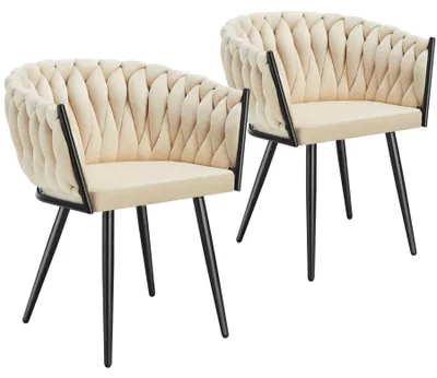 Produktbild von tectake® Set Esszimmerstuhl Astano gepolstert, mit Samtbezug, Knotendesign 60,5 x 55 x 75 cm