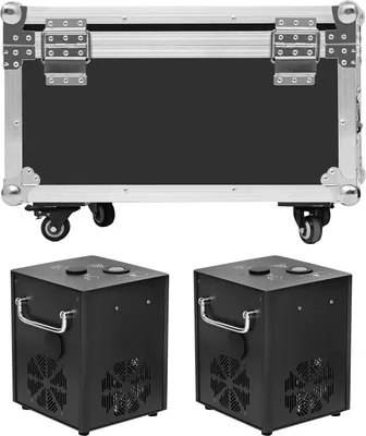 Produktbild von Bühnen-Spezialeffektmaschine - Pyrotechnisch 2er-Set - LCD-Display - Flightcase inklusive - 750 W - 220–230 V AC - Schwarz