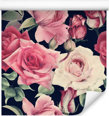 Immagine prodotto di 10m VLIES WALLPAPER rotolo fiori rose foglie natura piante acquerello XXL