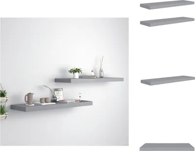 Immagine prodotto di vidaXL Mensole galleggianti 2 pz. Grigio 80x23,5x3,8 cm MDF - Mensole da parete